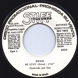 DEVO "Be Stiff" Single: Spanish